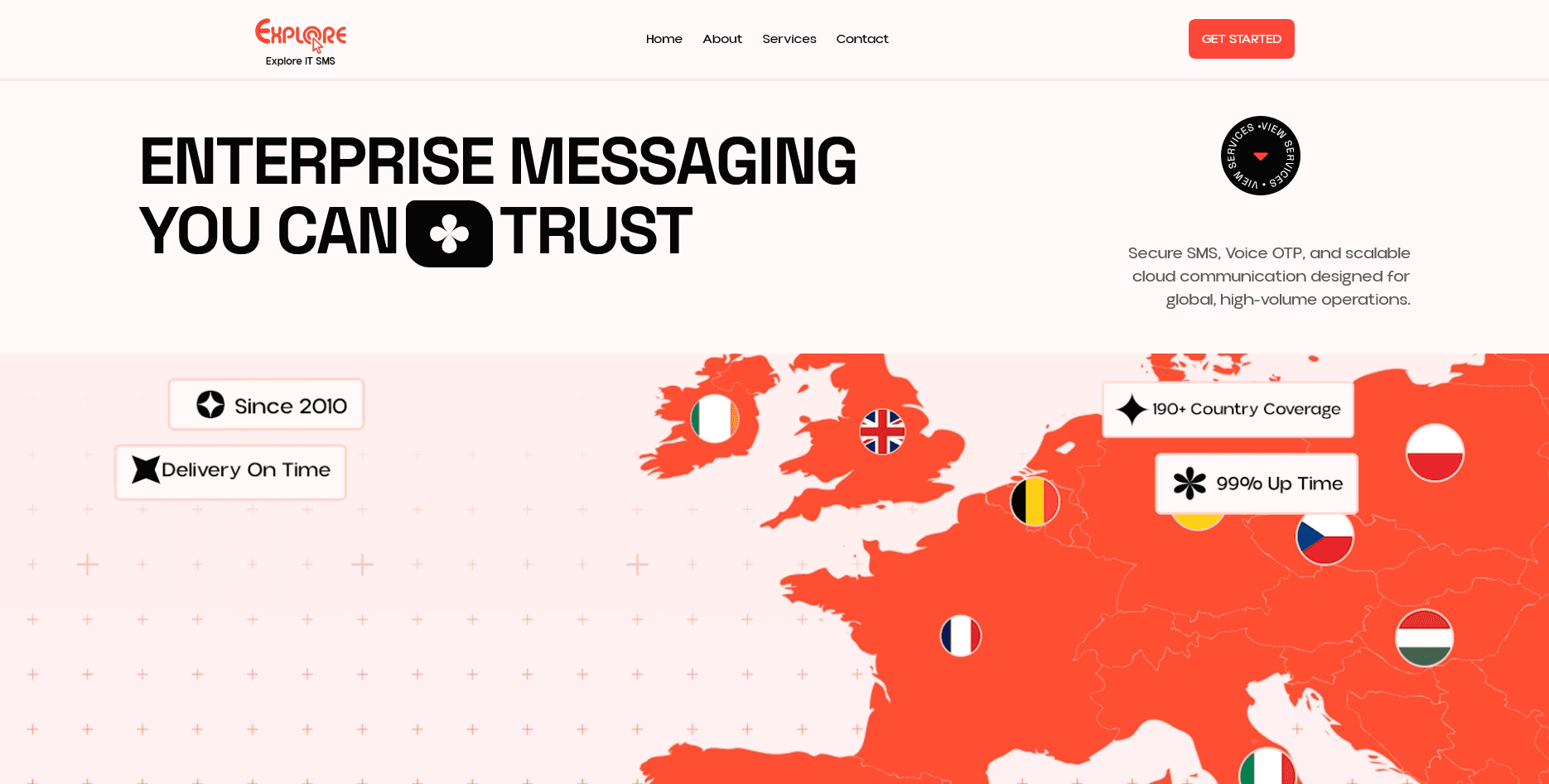 Service architecture section with structured content blocks.